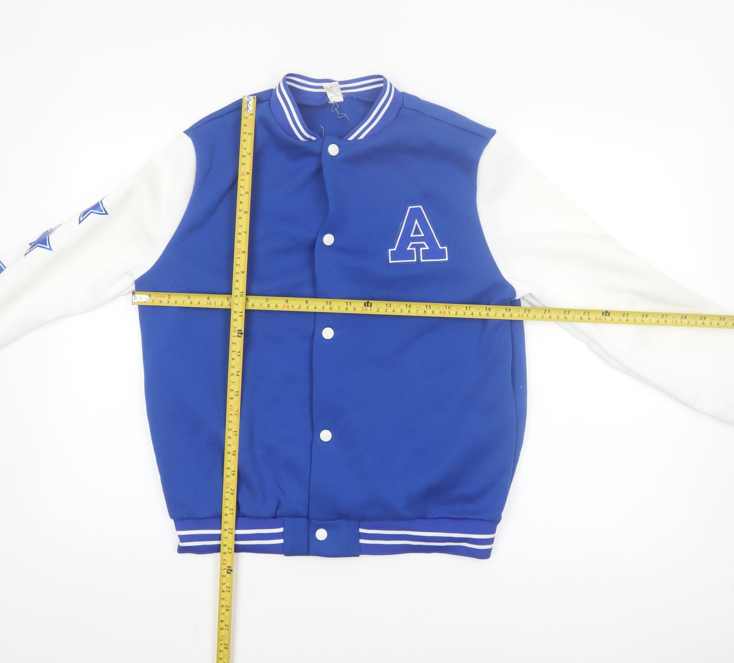 Shein Boys Blue Varsity Jacket 13-14 Years Polyester Lined School Jacket