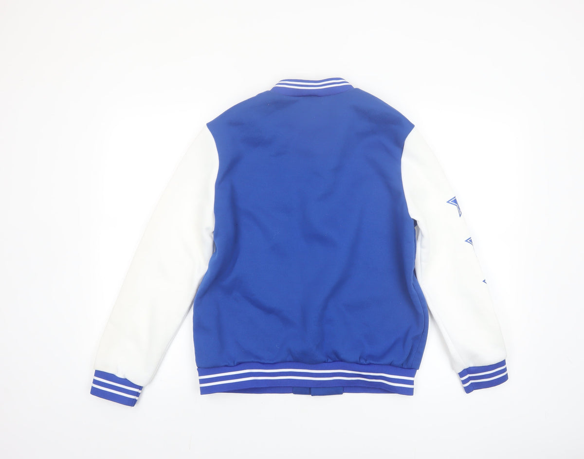 Shein Boys Blue Varsity Jacket 13-14 Years Polyester Lined School Jacket