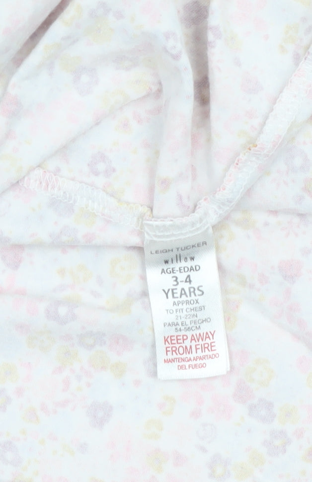 Leigh Tucker Willow Girls Pink Floral Cotton A-Line Dress 3-4 Years
