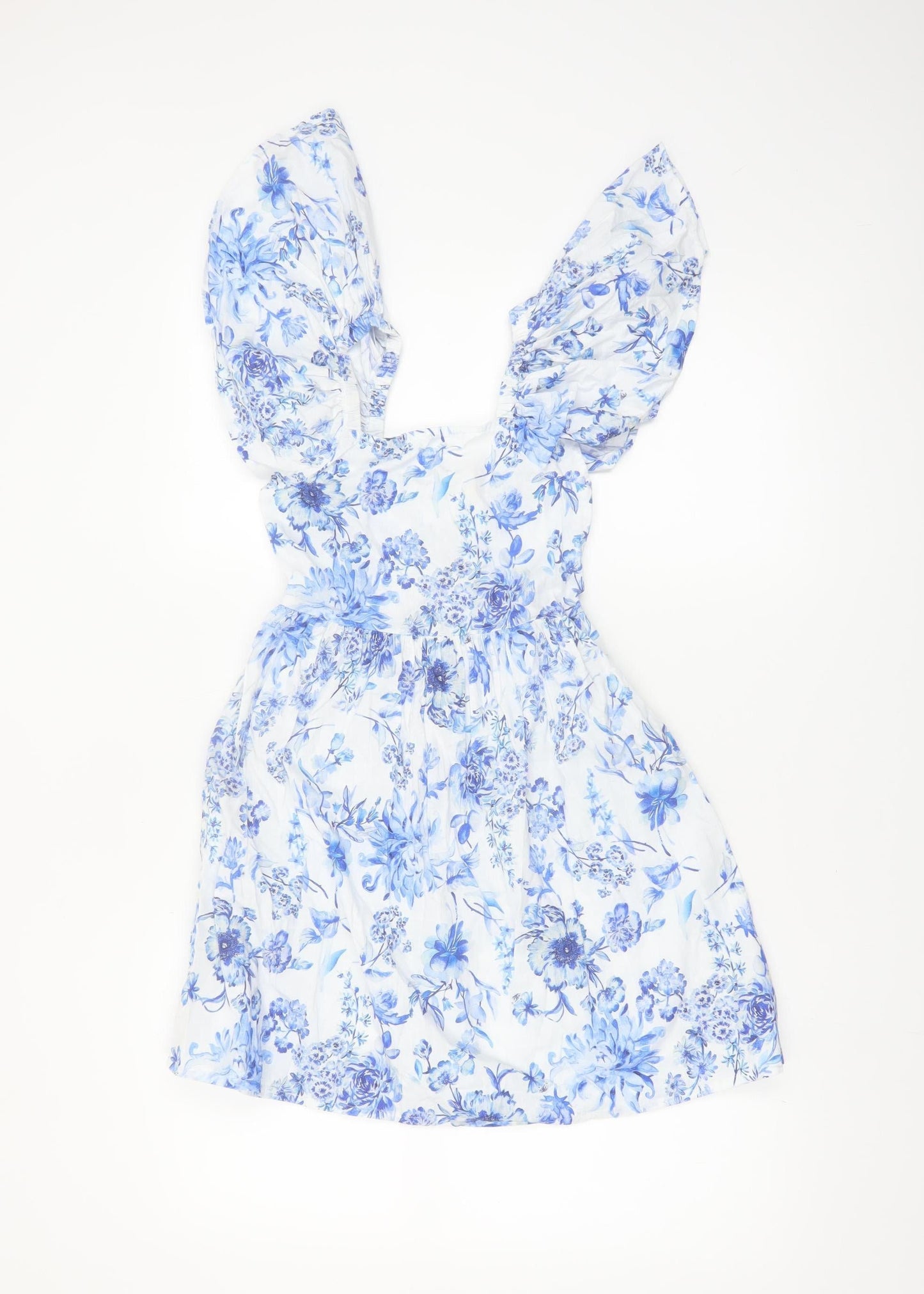 Next Girls Blue Floral A-Line Cotton Dress 6 Years