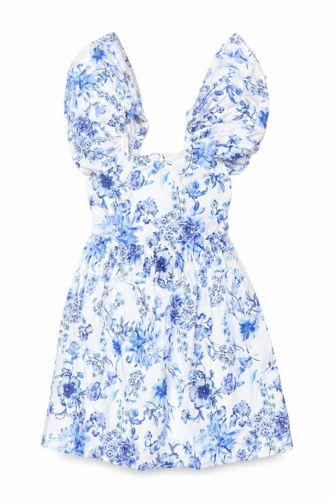Next Girls Blue Floral A-Line Cotton Dress 6 Years