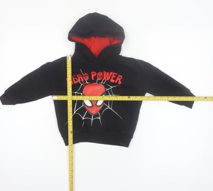 Back view of Marvel Spider-Man boys’ black hoodie 4 years pullover hero power cotton blend
