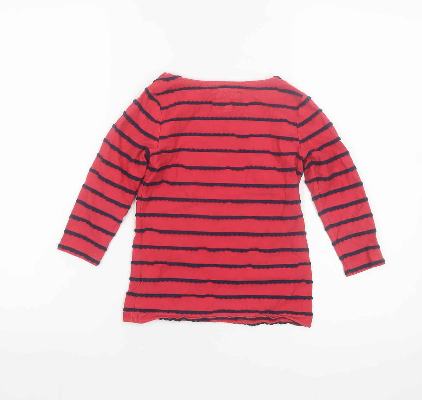 Jasper Conran Girls Red Striped 3/4 Sleeve Boat Neck T-Shirt 7-8 Years