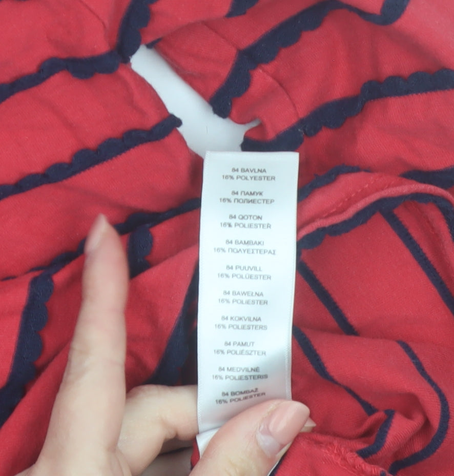 Jasper Conran Girls Red Striped 3/4 Sleeve Boat Neck T-Shirt 7-8 Years