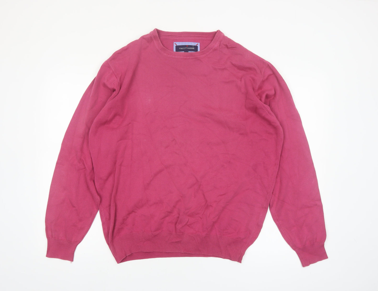 Tricot Marine Men’s Pink Cotton Crew Neck Pullover Jumper L