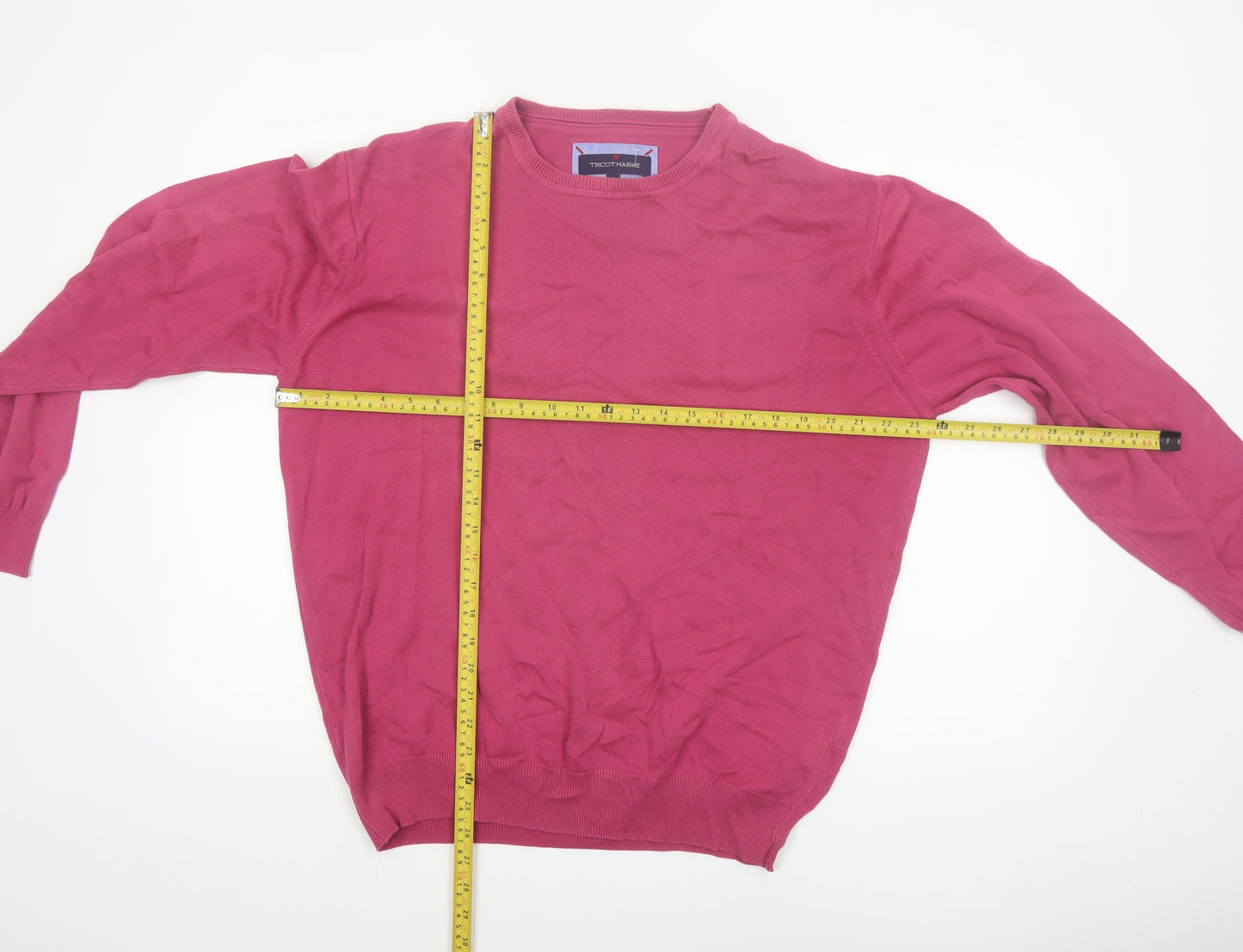 Tricot Marine Men’s Pink Cotton Crew Neck Pullover Jumper L