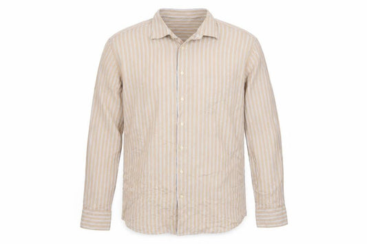 Tommy Hilfiger Mens Beige Striped Long Sleeve Cotton Shirt 16in