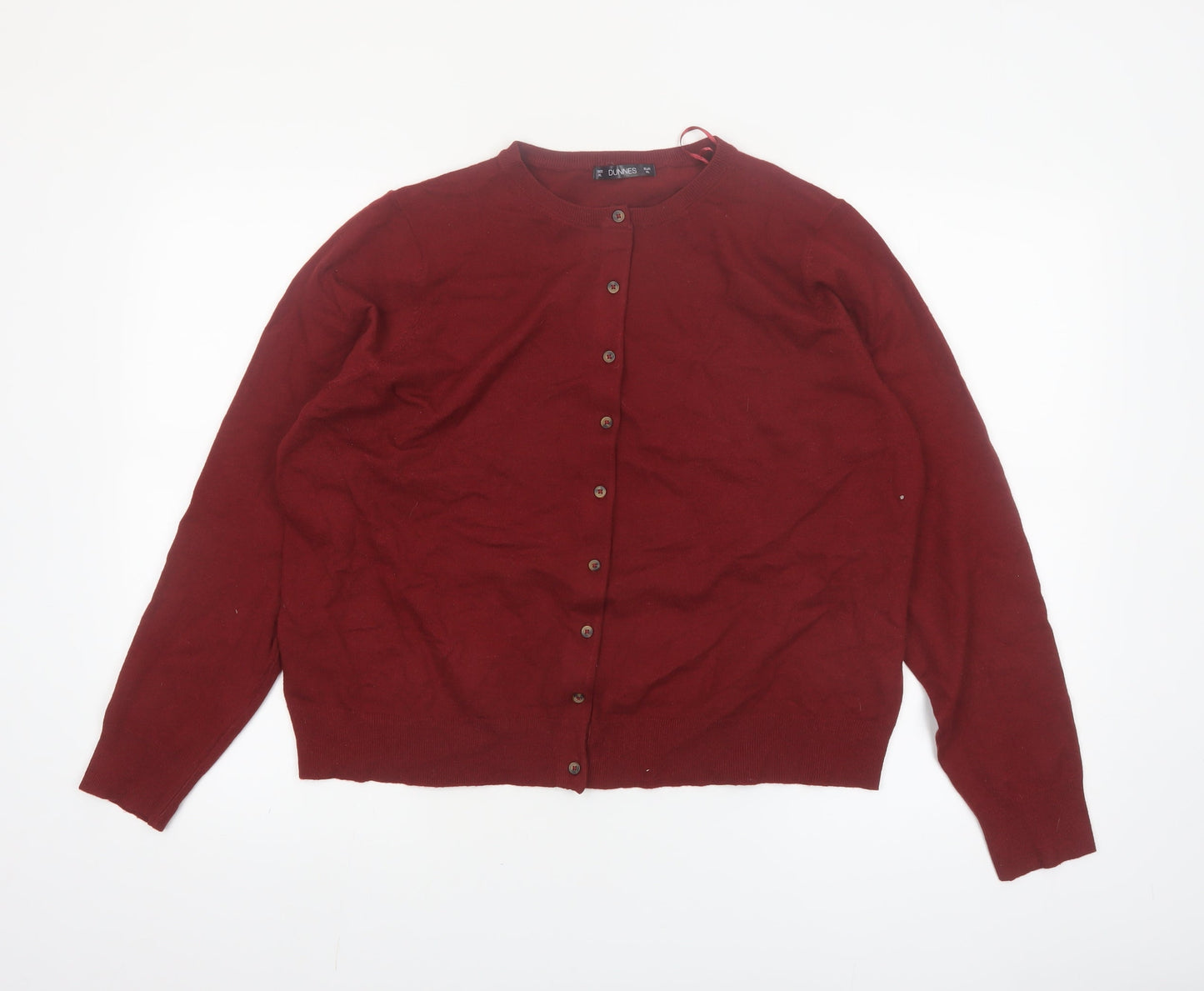 Dunnes Women Red Cardigan XL Long Sleeve Crew Neck Knit