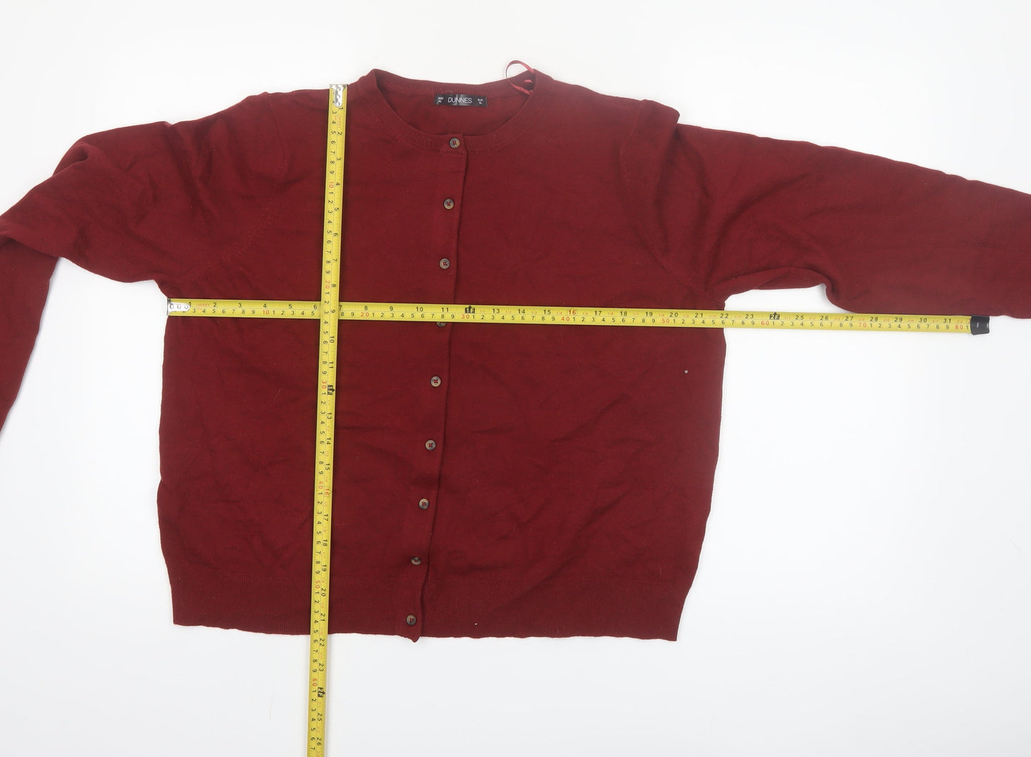 Dunnes Women Red Cardigan XL Long Sleeve Crew Neck Knit