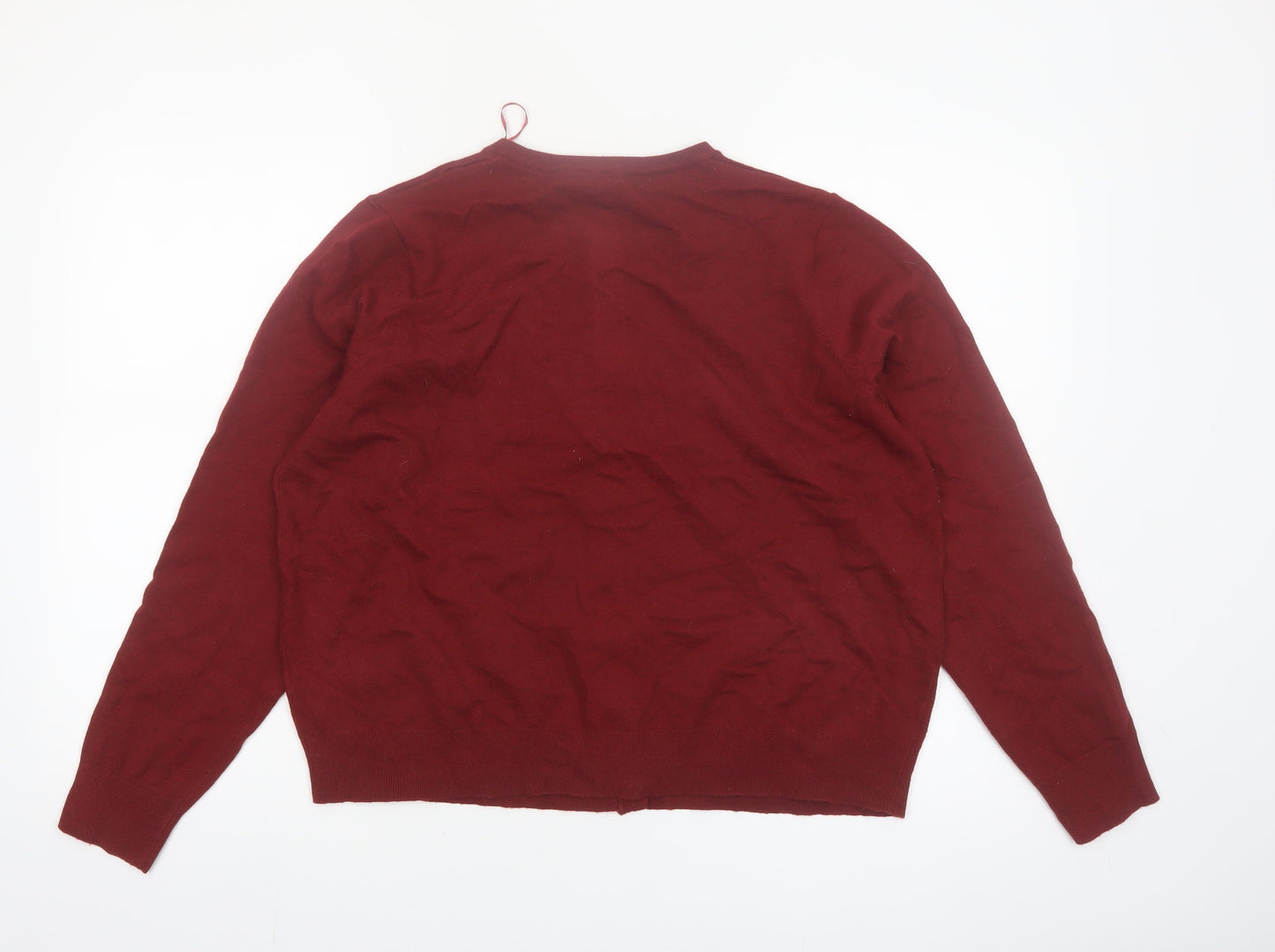 Dunnes Women Red Cardigan XL Long Sleeve Crew Neck Knit