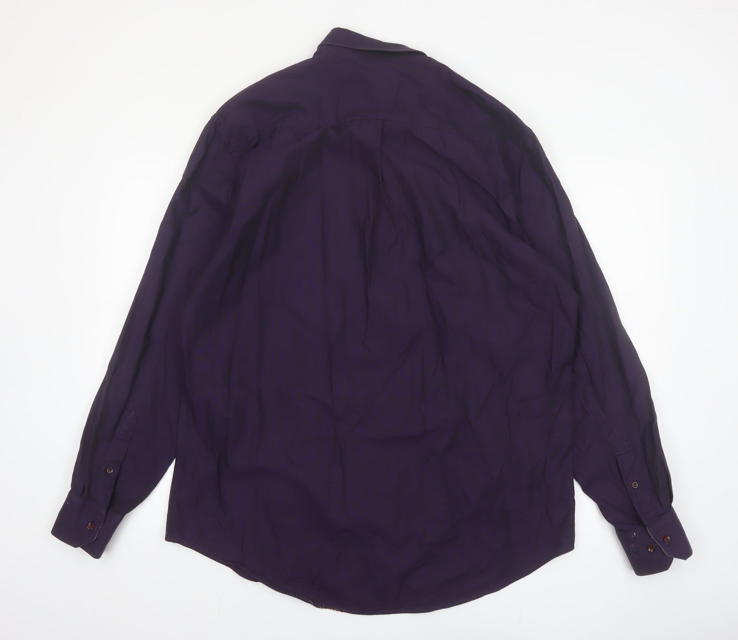 Yeats Ireland Men's Purple Cotton Button-Up Long Sleeve Shirt L Regular Fit