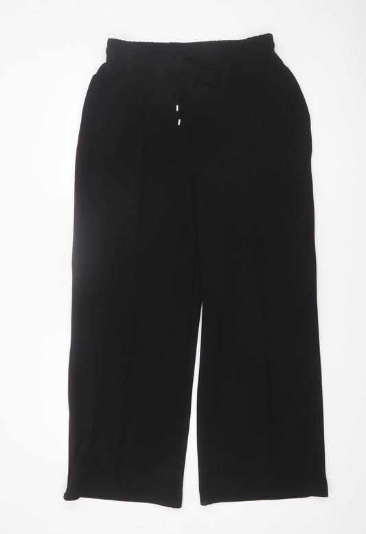 Dunnes Women Black Wide-Leg Drawstring Trousers Size M