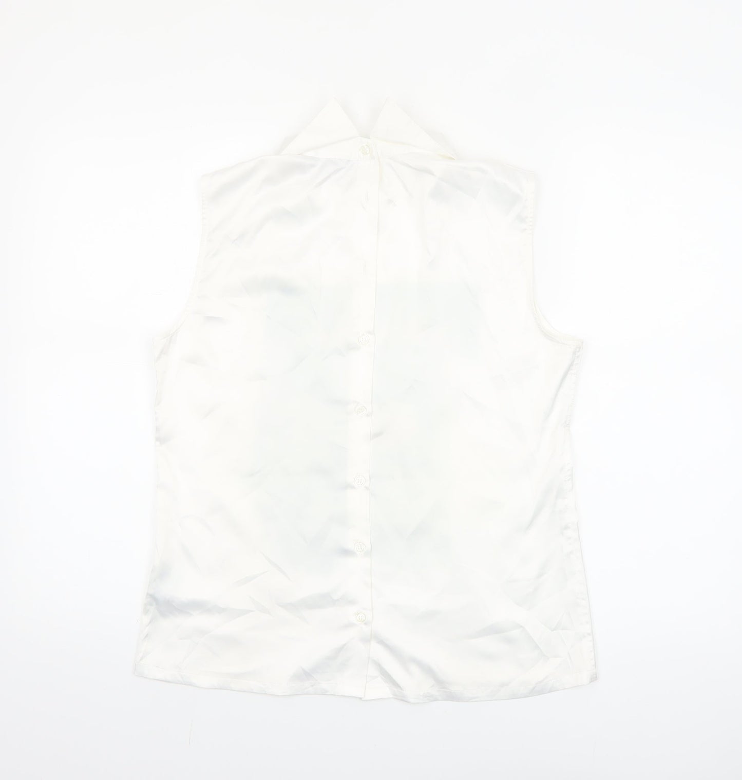 Rowen Avenue Women’s White Sleeveless Collared Floral Blouse Size 10