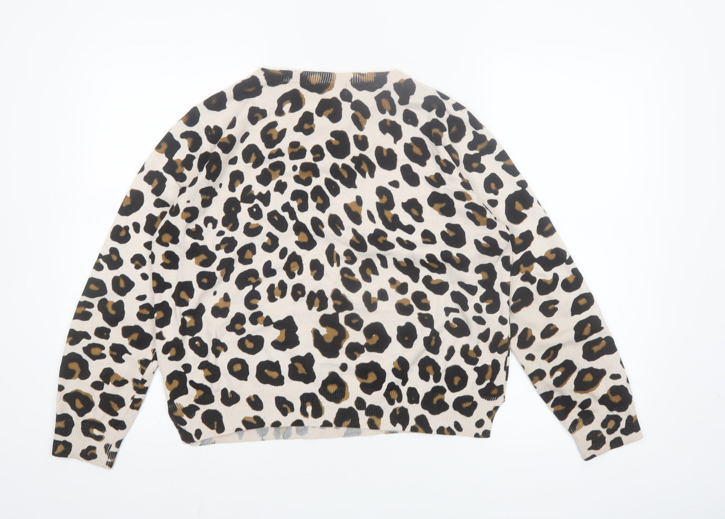 Marks and Spencer Women’s Beige Leopard Print Acrylic Jumper Size 14