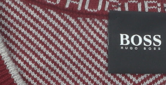 Hugo Boss Men’s Red Cotton Knit Crew Neck Jumper Size L