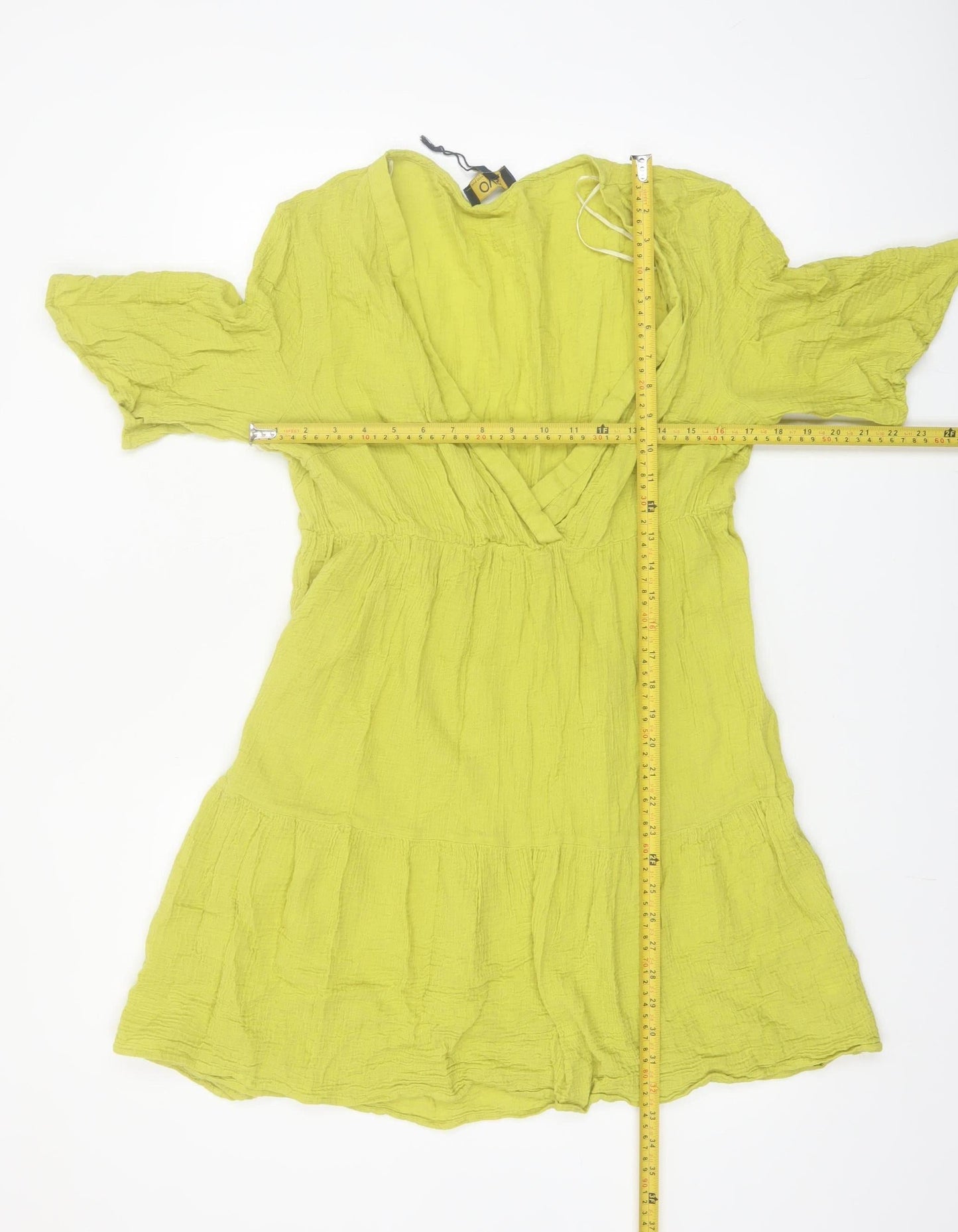OVS Women’s Green V-Neck Short Cotton A-Line Dress L
