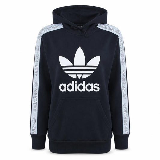 Adidas Womens Black XS Pullover Hoodie with Logo Trim