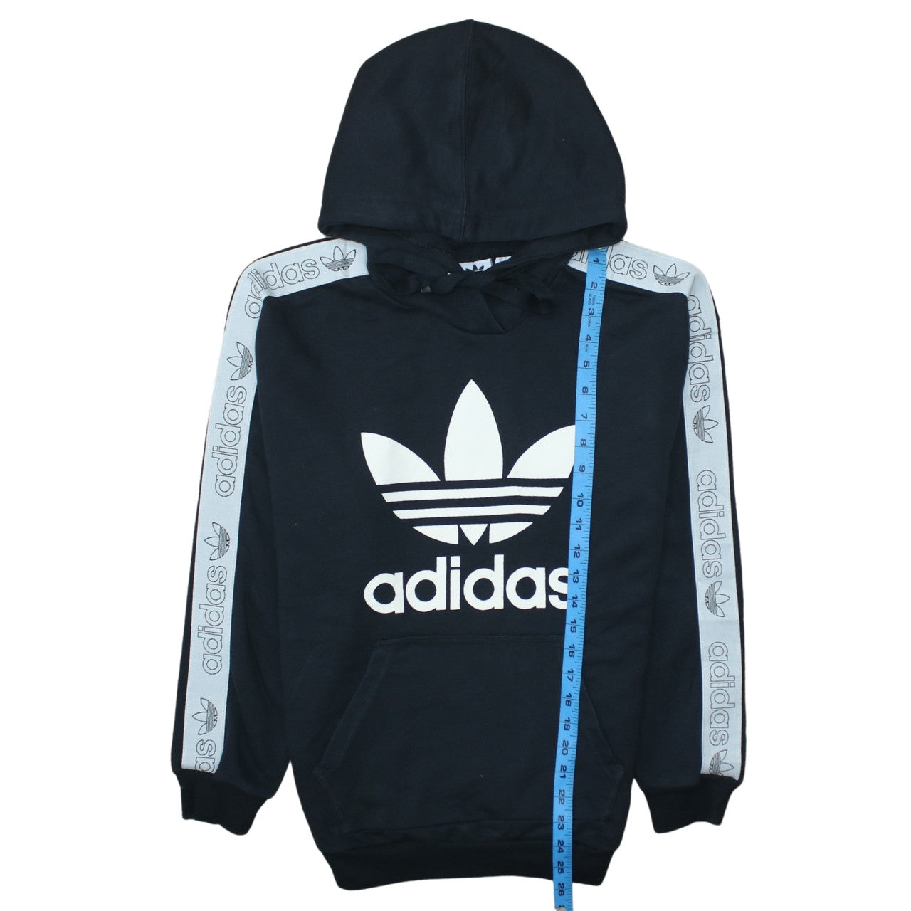 Adidas Womens Black XS Pullover Hoodie with Logo Trim