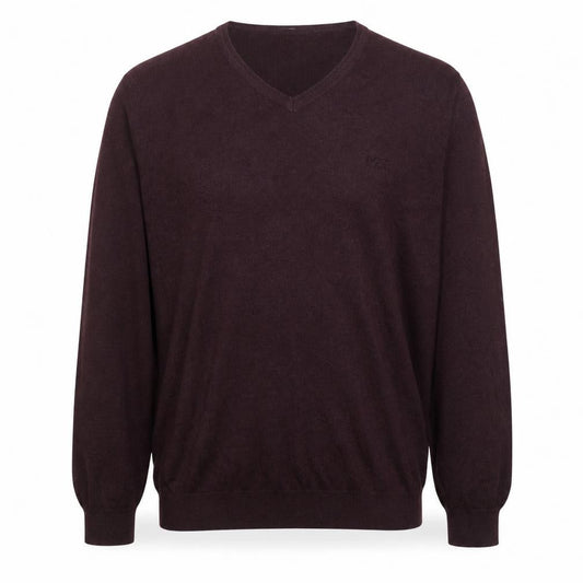 BOSS Mens Brown 2XL V-Neck Wool Cotton Pullover Jumper