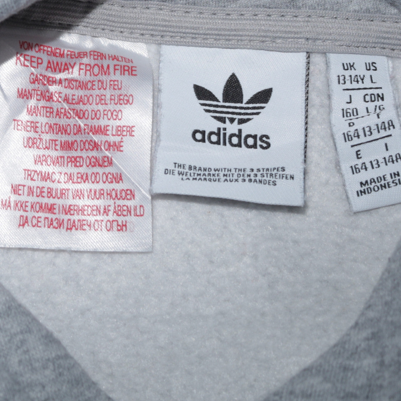 Adidas Boys Grey Pullover Hoodie 13-14 Years Regular Fit Fleece Sweatshirt