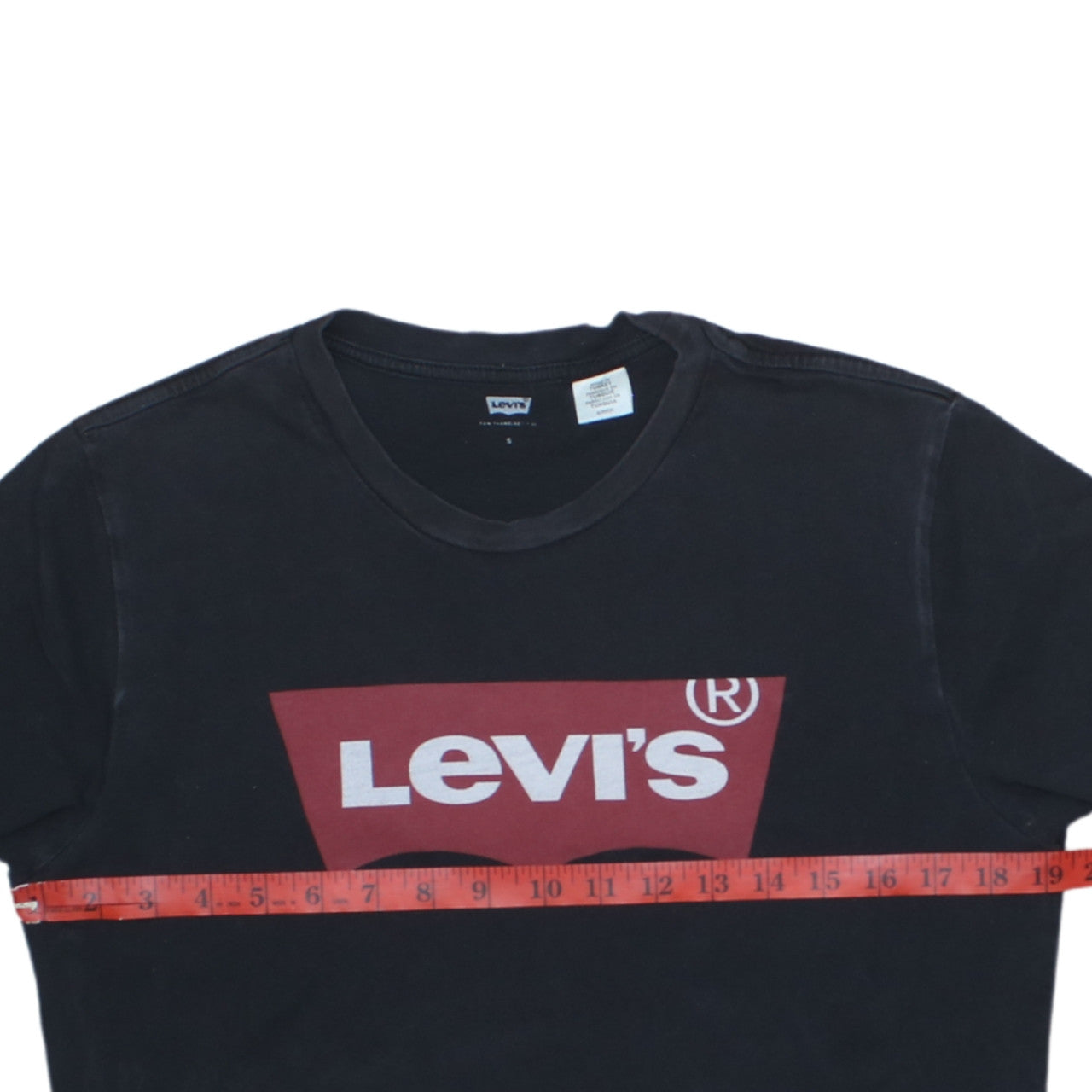 Levi's Men's Black Red Batwing Logo Crew Neck Cotton T-Shirt Size S