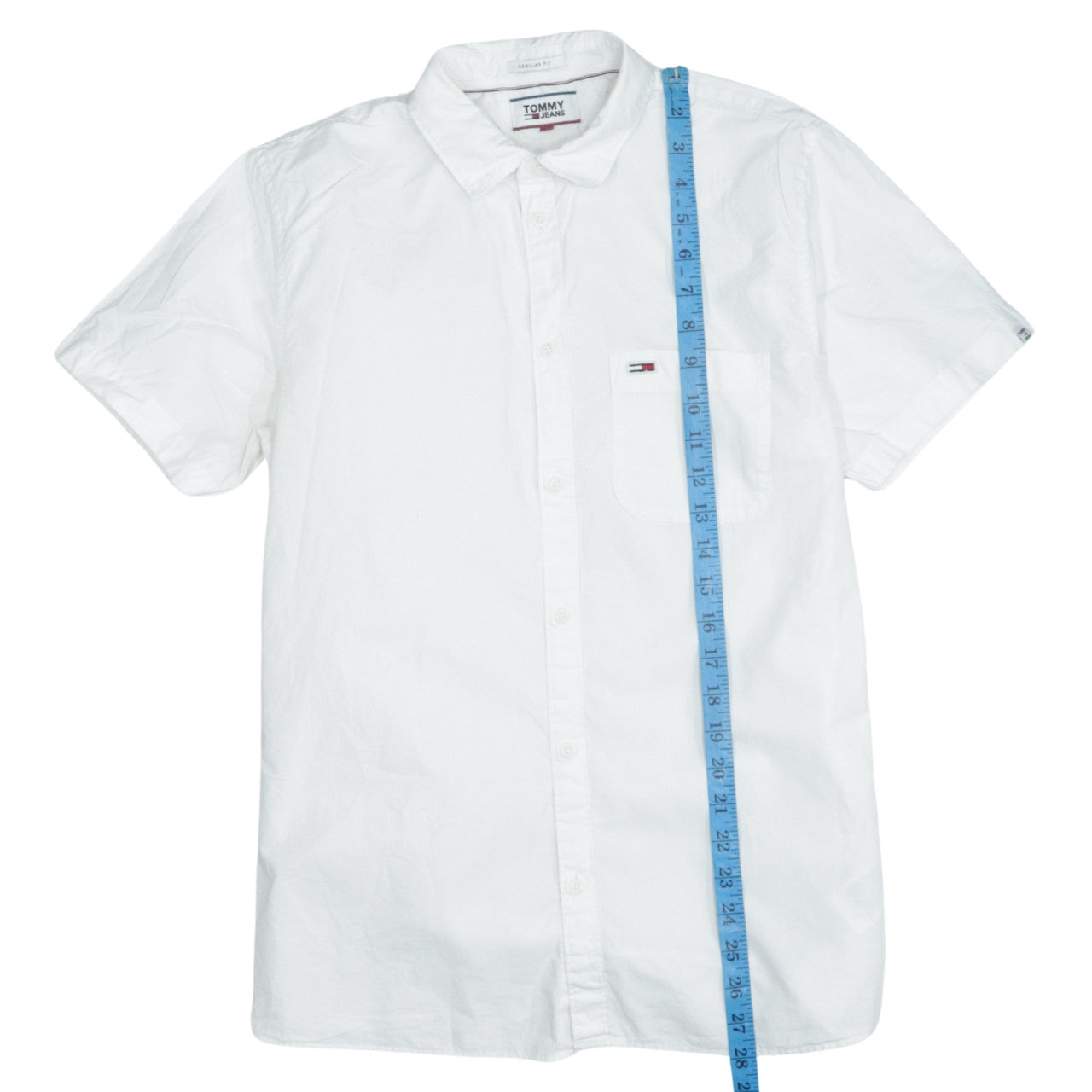 Tommy Jeans Men's White Short Sleeve Button-Up Cotton Shirt Size S
