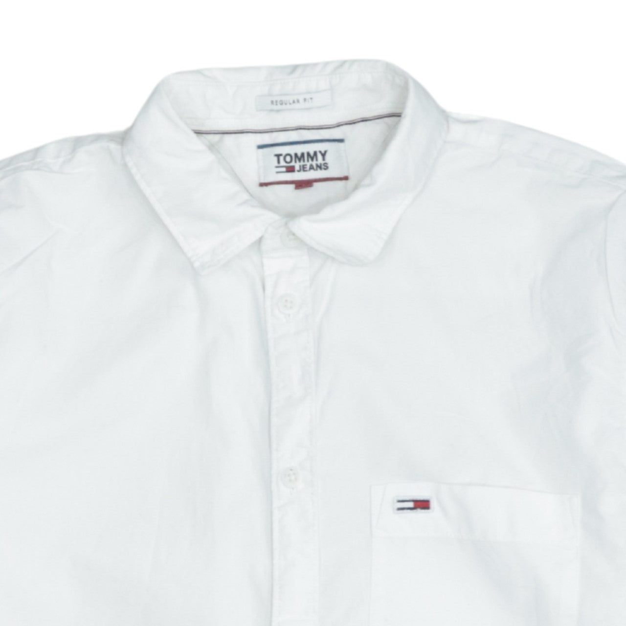 Tommy Jeans Men's White Short Sleeve Button-Up Cotton Shirt Size S
