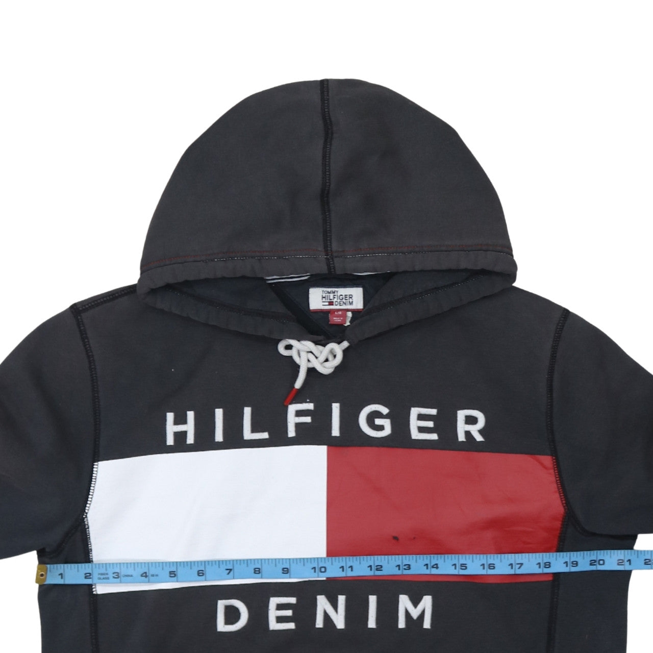 Tommy Hilfiger Denim Men’s Black Pullover Hoodie L Fleece Graphic