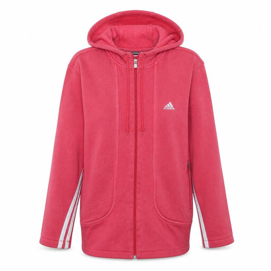 Adidas Women Pink Full Zip Hoodie Fleece Lined Size M