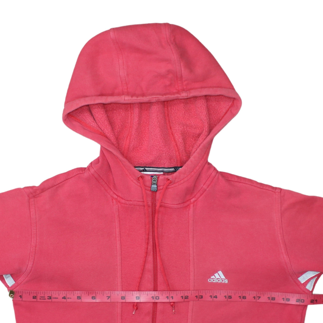 Adidas Women Pink Full Zip Hoodie Fleece Lined Size M