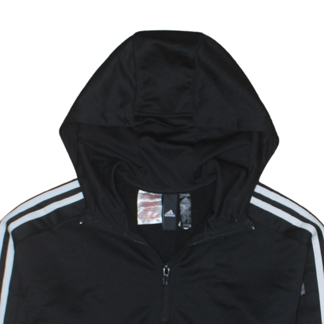Adidas Boys Black 13-14 Years Pullover Hoodie with 1/4 Zip & Logo