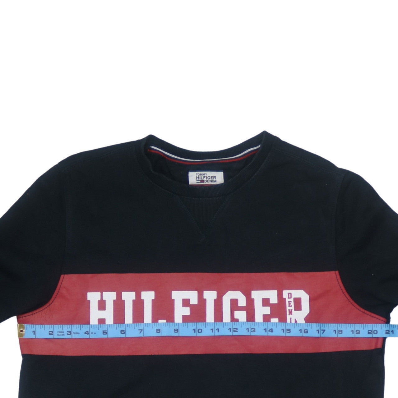 Tommy Hilfiger Denim Men's Black Logo Crew Neck Sweatshirt M