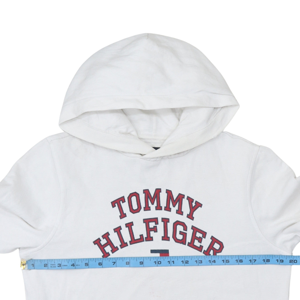 Tommy Hilfiger Boys White Pullover Hoodie Size 176 Logo Hooded Sweatshirt