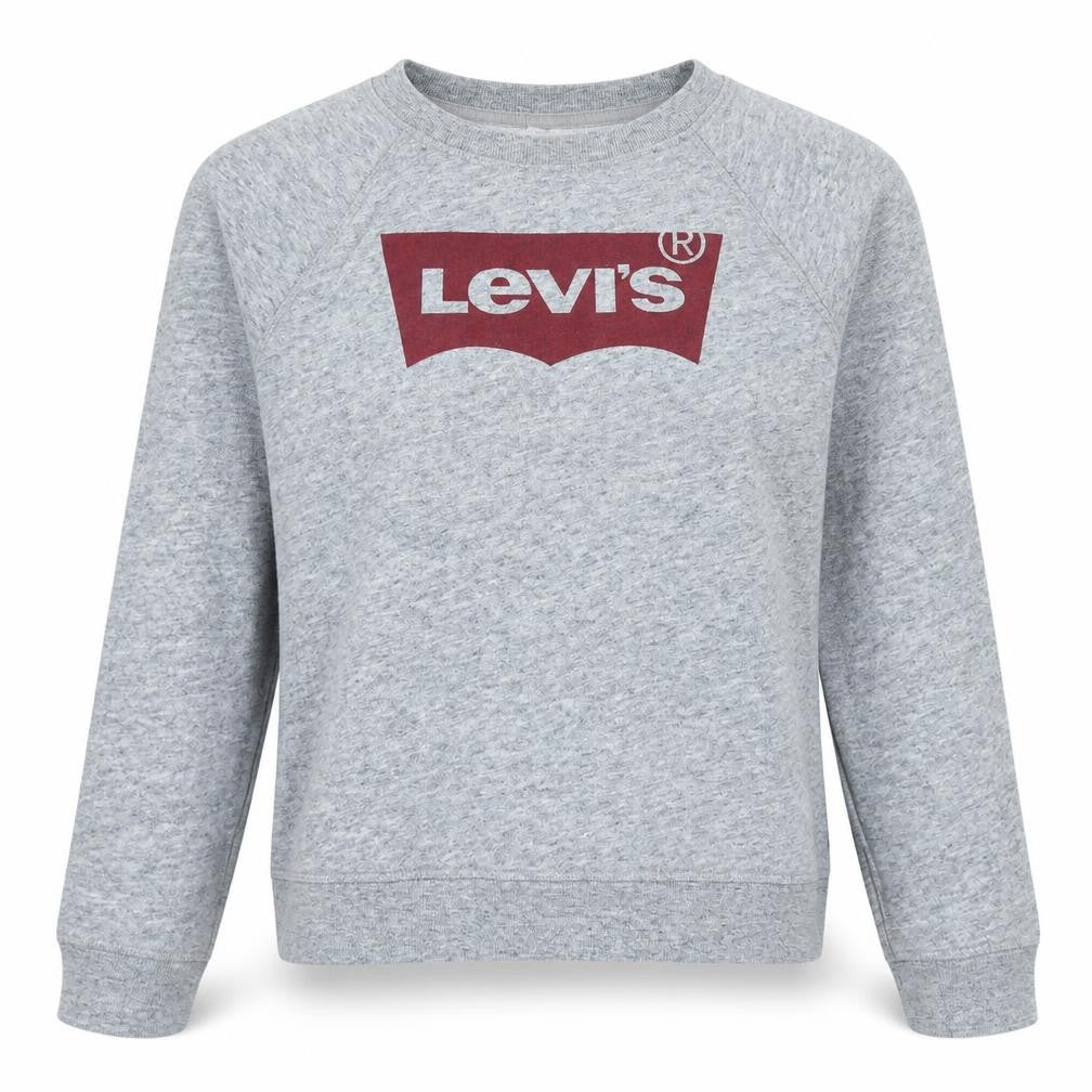 Levi's Womens Grey Crew Neck Logo Pullover Sweatshirt Size S