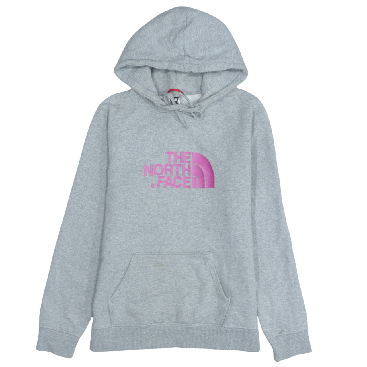 The North Face Womens Grey Pullover Hoodie M Logo Print Cotton Blend