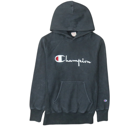 Champion Men's Black Medium Pullover Hoodie Embroidered Logo