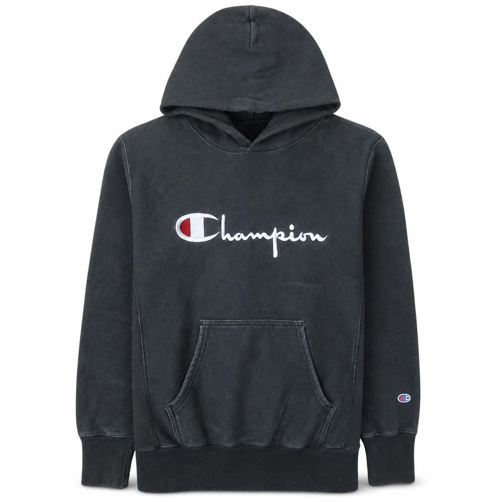 Champion Men's Black Medium Pullover Hoodie Embroidered Logo