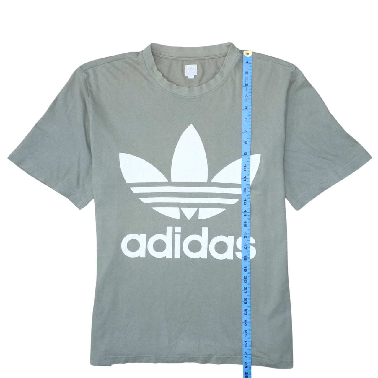 Adidas Men Grey Graphic Logo T-Shirt L Crew Neck Cotton