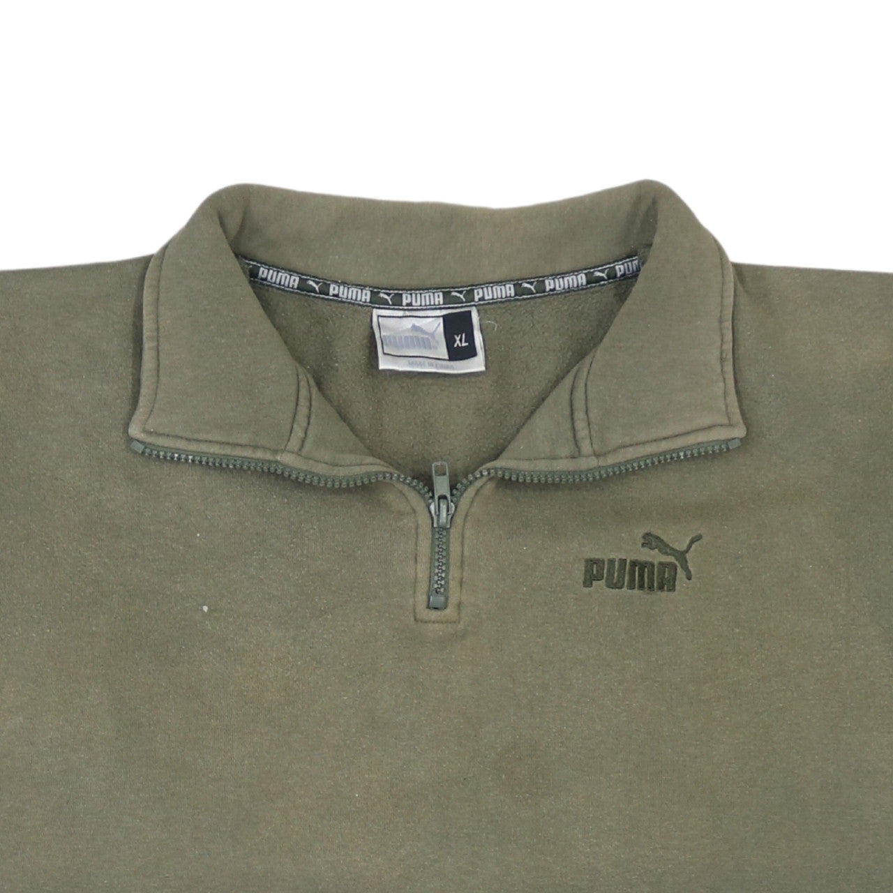 Puma Men Green XL Fleece 1/4 Zip Sweatshirt Regular Fit