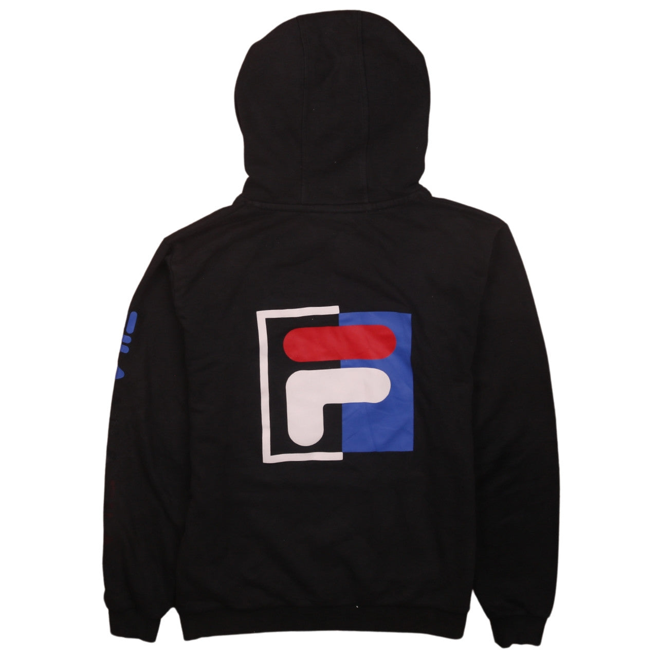 Fila Boys Black Pullover Hoodie 13-14 Years Logo Print Cotton Blend