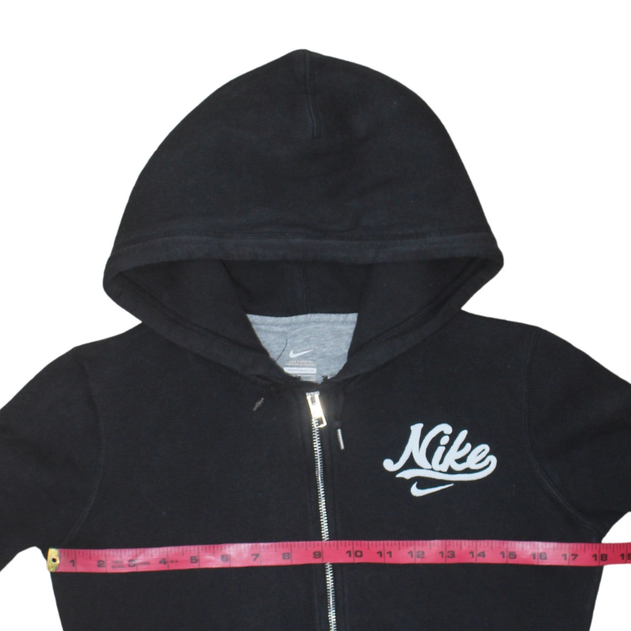 Nike Womens Black Full Zip Hoodie Small Cotton Blend Logo Sweatshirt
