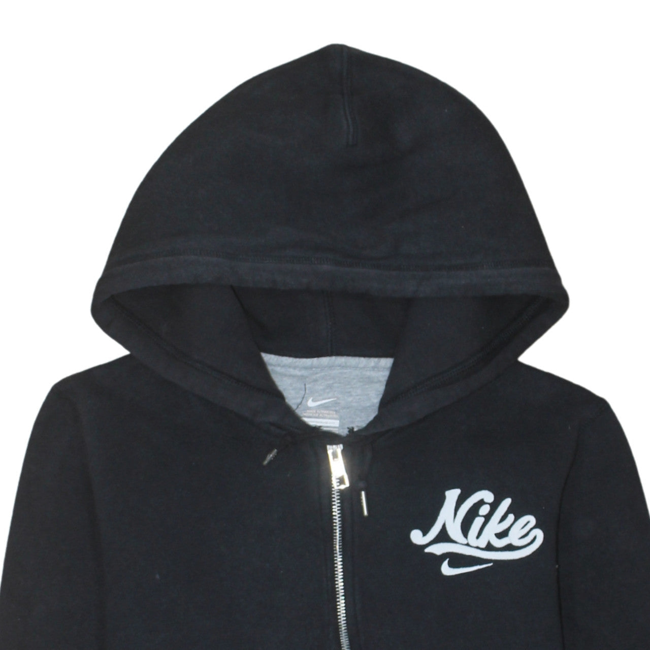 Nike Womens Black Full Zip Hoodie Small Cotton Blend Logo Sweatshirt