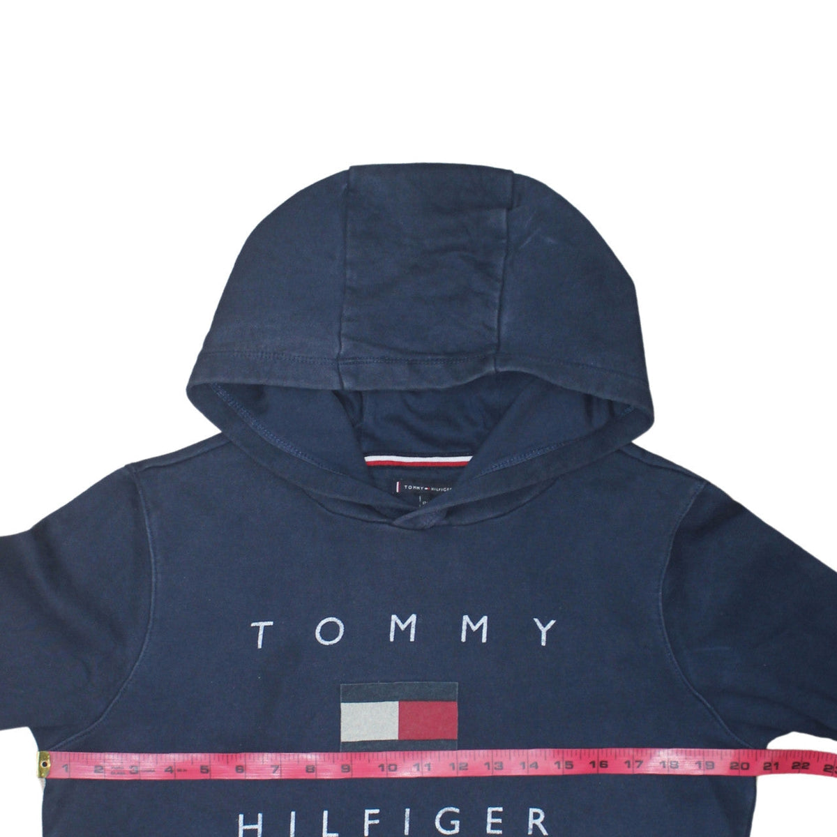 Tommy Hilfiger Boys Navy Blue Pullover Hoodie 176 Cotton Logo Print