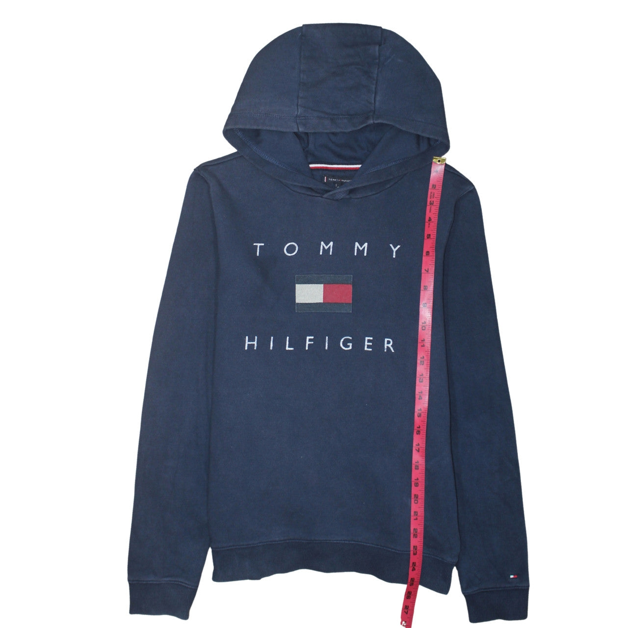 Tommy Hilfiger Boys Navy Blue Pullover Hoodie 176 Cotton Logo Print