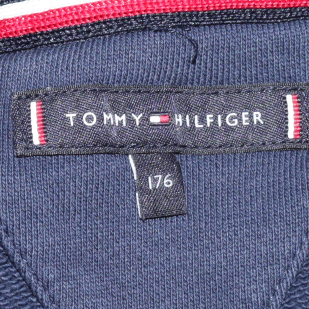 Tommy Hilfiger Boys Navy Blue Pullover Hoodie 176 Cotton Logo Print