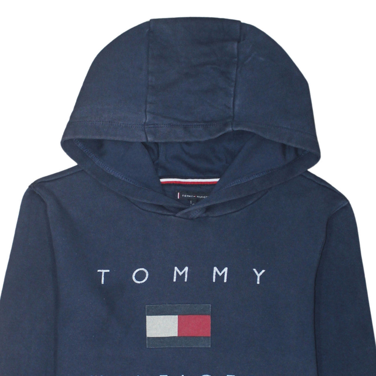 Tommy Hilfiger Boys Navy Blue Pullover Hoodie 176 Cotton Logo Print