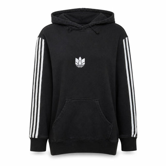 Adidas Womens Black Size 10 Pullover Hoodie with Stripes and Logo