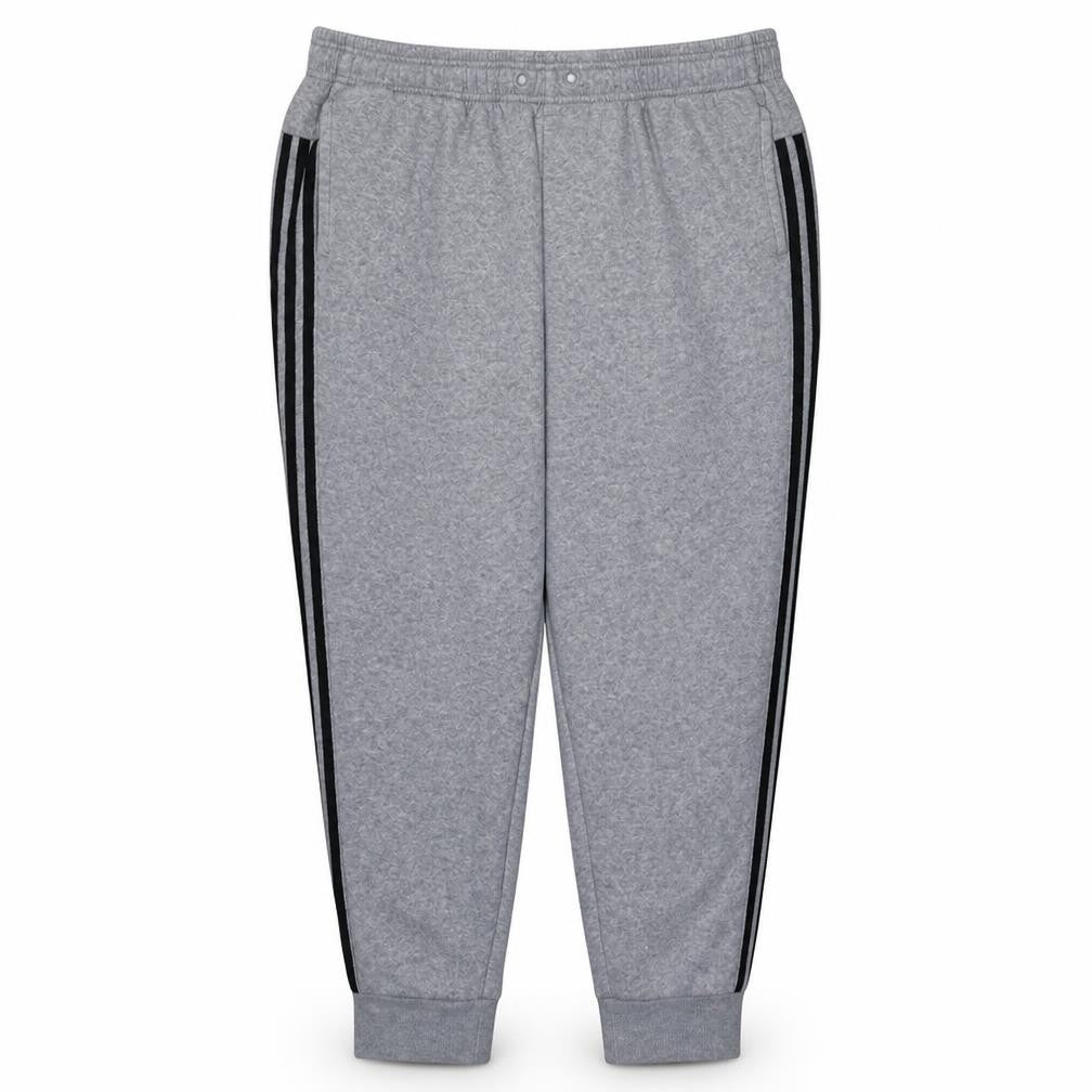 adidas Womens Grey XL Jogger Fleece Sweatpants with Stripes