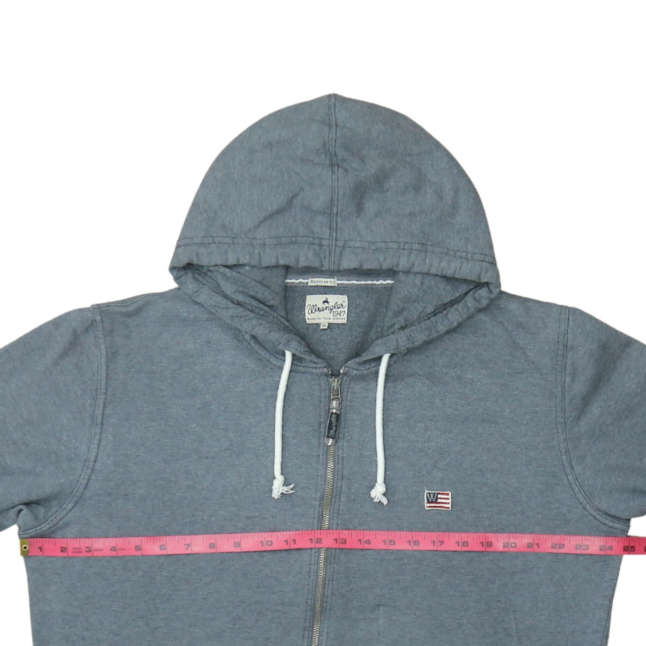 Wrangler Mens Blue Full Zip Hoodie Regular Fit Cotton Sweatshirt Size L