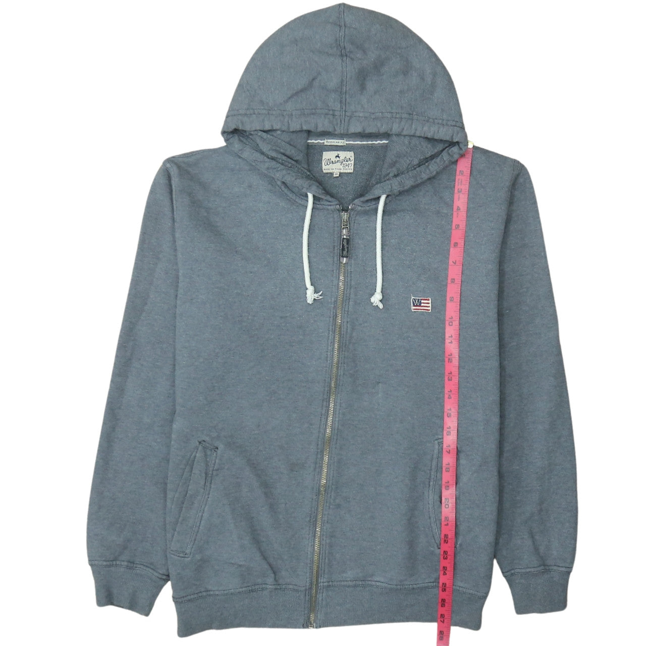 Wrangler Mens Blue Full Zip Hoodie Regular Fit Cotton Sweatshirt Size L